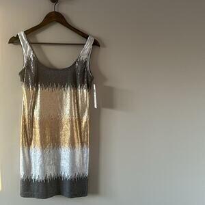 MAGGY LONDON PETITES OMBRÉ SEQUINED DRESS SIZE 4 PETITE